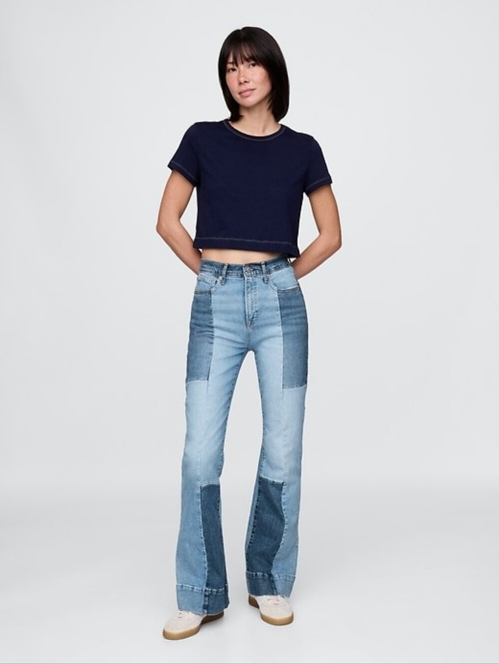 GAP High Rise Patchwork 70s Flare Jeans 28.